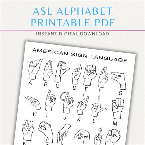 Image result for ASL Alphabet Printable