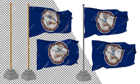 Premium PSD | State of virginia flag waving different style with stand ...