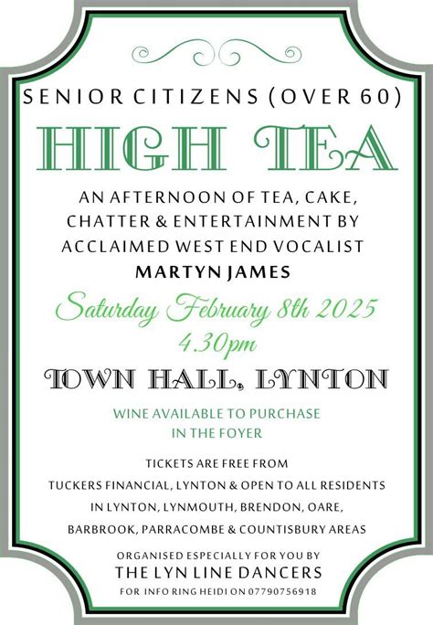 Over 60s High Tea, Lynton Town Hall, Barnstaple, 8 February 2025 ...