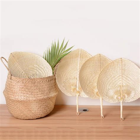 Buy Natural Raffia Hand Fans, Palm Leaf Hand Fans, Handmade Raffia Fans ...