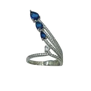 Buy APEX 925 Sterling Silver Stylish CZ Studded with Blue Stone ...