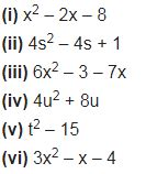 Find the zeroes of the following quadratic polynomials and verify the ...