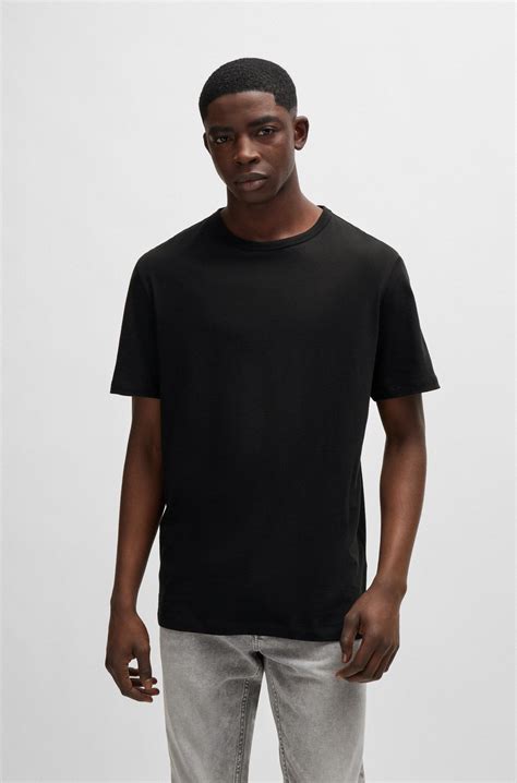 HUGO - Three-pack of cotton-jersey T-shirts with logo details - Black