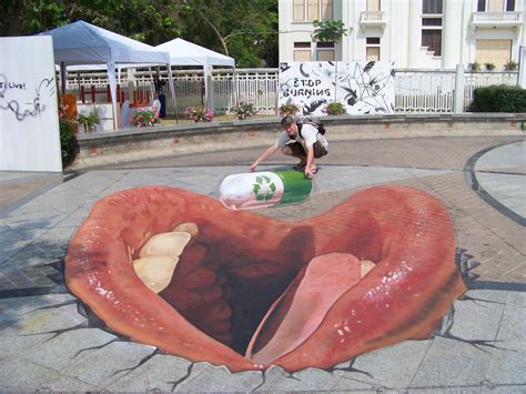 Sidewalk chalk 3d art In Chiang Mai, Thailand - sidewalk art