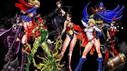Comics Collage Batgirl Harley Quinn Power Girl Wonder Woman Catwoman ...