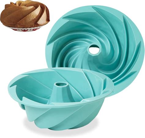 Amazon.com: AILEHOPY Silicone Bundt Cake Pan - 8-10Inch Round Fluted ...