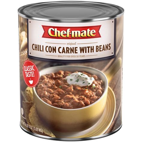 Chef-mate Chili con Carne with Beans, Canned Chili with Beans, 107 Oz ...