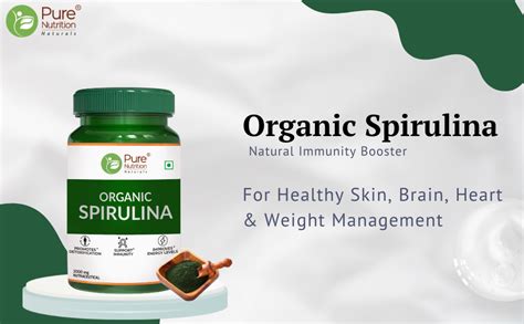 Pure Nutrition Organic Spirulina 2400mg (Per Serving), 180 Veg Tablets ...