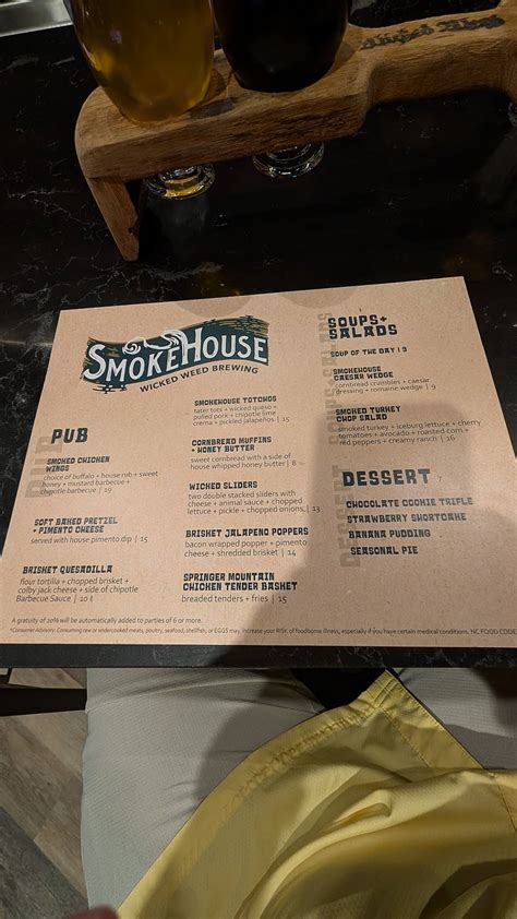 Menu at WICKED WEED SMOKEHOUSE BBQ, Cherokee