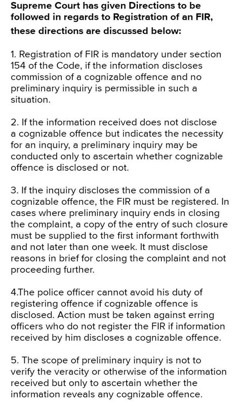 What instructions has the supreme Court issued About the Filing of FIRs ...