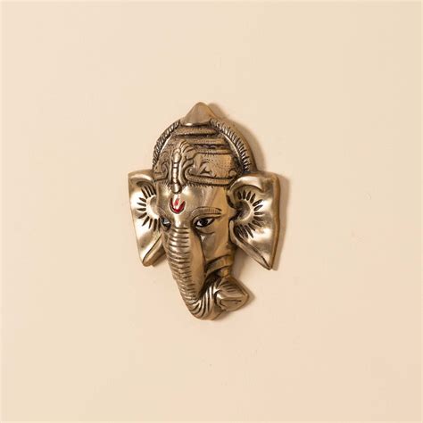 Brass Ganesha Face Wall Hanging - 7 Inch - Darbar Craft