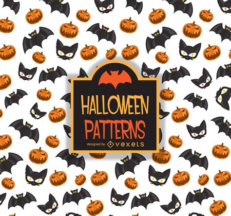 Halloween Pattern Bat Cat Pumpkin Vector Download