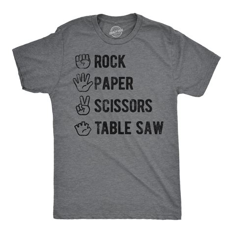Mens Funny T Shirts Rock Paper Scissors Table Saw Sarcastic Novelty Tee ...