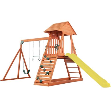 Creative Cedar Designs Cedar Chalet Swing Set Residential Wood Playset ...