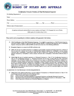 Fillable Online broward Chief Mechanical Inspector - broward Fax Email ...