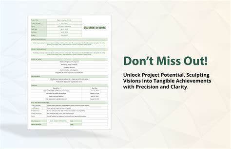 Sample Statement of Work Template in Excel, Google Sheets - Download | Template.net