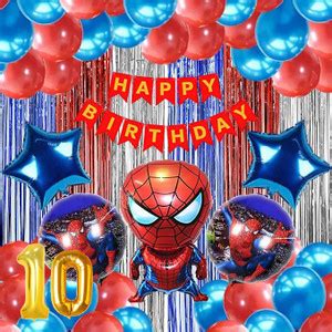 groovy dudz 10th Spiderman Theme Birthday Decoration Items Kit for Boys ...