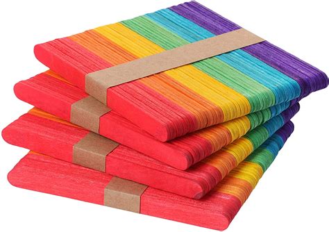 Mr. Pen Colored Craft Sticks, 200 Pack, 4.5 Inch, Smooth Birch Wood for ...