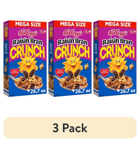 (3 pack) Kellogg's Raisin Bran Crunch Breakfast Cereal, Fiber Cereal ...