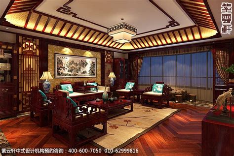 新中式风格别墅挑高客厅装修效果图-房屋装修效果图-保驾护航装修网