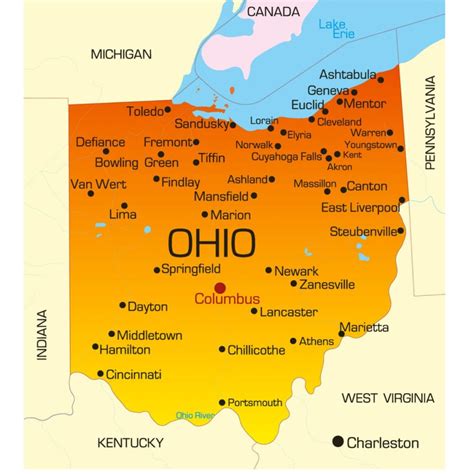 Map of Ohio and Flag | Ohio Road, Counties, Cities and Outline Map - Best Hotels Home