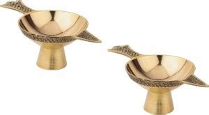 DOKCHAN Pack of 2 Pcs Pure Brass Akhand Laxmi Deepak Pital Diya /Deepak ...