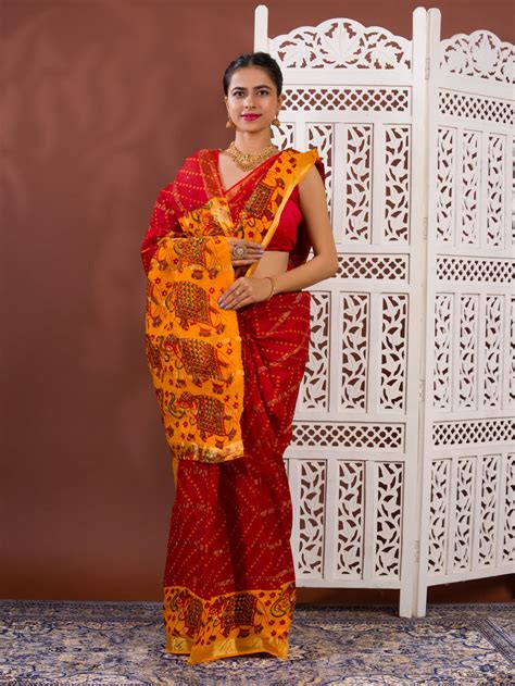 KcPc New Beautiful Ghatchola Style Saree in Pure Cotton KC – KCPC Bandhani