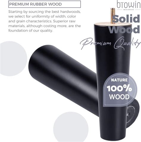 Buy 4 inch Solid Wood Furniture Legs, Btowin 4Pcs Mid-Century Modern ...