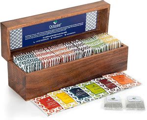 Octavius Assortment Of Fine Black & Green Teas in Darkwood Caddy Wooden ...