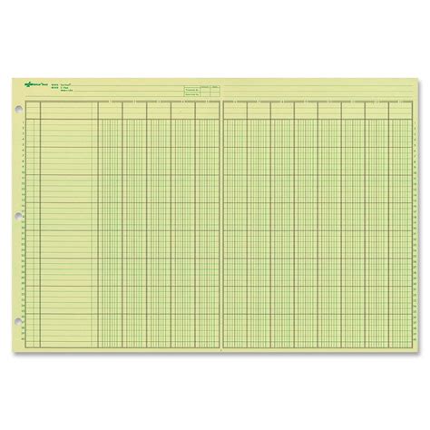 NATIONAL Analysis Pad, 13 Columns, Green Paper, 11 x 16.375", 50 Sheets ...