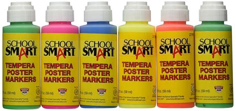 School Smart Tempera Paint Dauber Tip Poster Markers - 2 Ounce - Set of ...