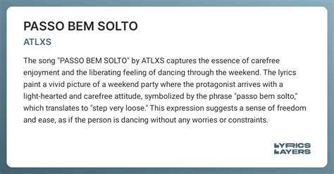 PASSO BEM SOLTO: deutsche Übersetzung von ATLXS
