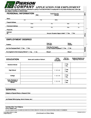 Employment Application Form - Blank Fillable Template | Fill Out, Print ...