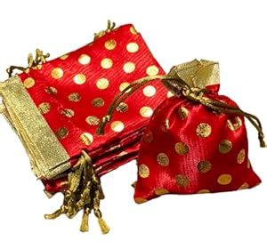 Polka Dot Organza Potli Bags (Size- 4 x 5 Inch) Net Fabric Drawstring ...
