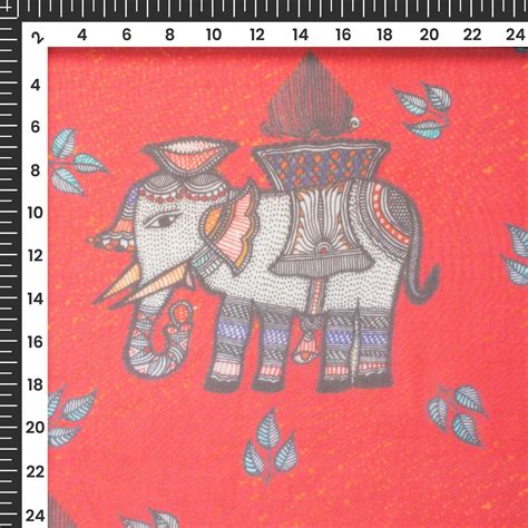 Cherry Red Quirky Digital Print Matt Organza Fabric – Fabcurate