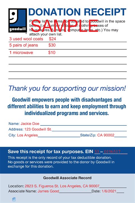 GoodWill Donation Receipt Template | Invoice Maker