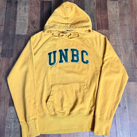 90s college logo UNBC yellow x green sweatshirt hoodie pullover | renomad