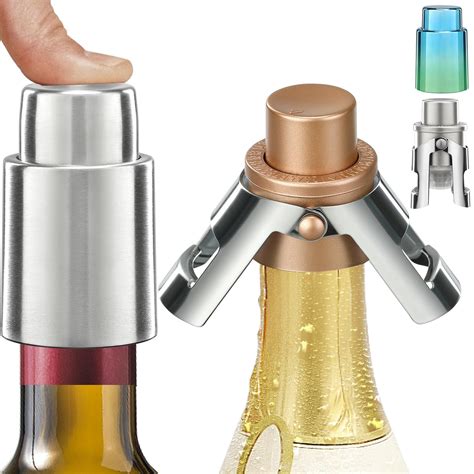 Buy 4 Pack Champagne Stoppers and Wine Stoppers,Real Vacuum Bottle ...