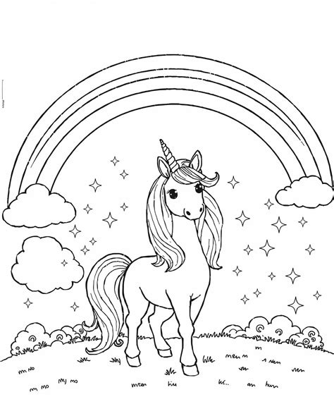 Unicorn Rainbow Coloring Page - Free Printable