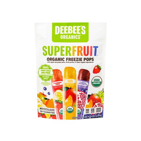 Deebee's Organics Fruit Freezies Ice Pops, Gluten-Free, 1.35 oz, 10 ...