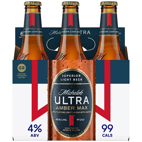 Michelob ULTRA Amber Max Superior Light Beer 6 pk Bottles - Shop Beer ...