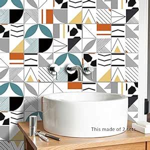 Demana Geometric Pattern Tile Stickers Waterproof Wall Stickers ...