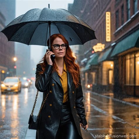 Barbara Gordon's Rainy Gotham Stroll | Stable Diffusion Online