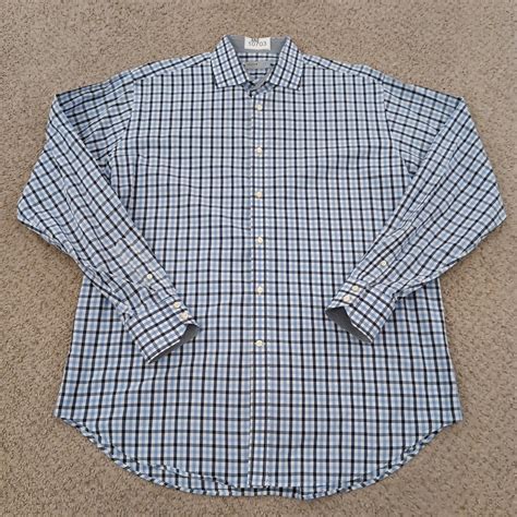 Thomas Dean Dress Shirts Thomas Dean TD Shirt Men Large Orange White