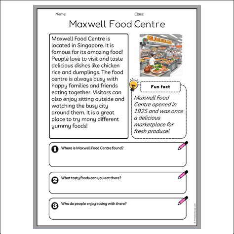 Maxwell Food Centre | Reading Passage Comprehension Questions Writing ...