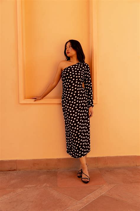 One Shoulder Dress - Noir Dot – IZSI