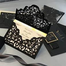 Black Wedding Invitations by Black And Gold Lasercut Invitation Invitations Black Wedding Invitations