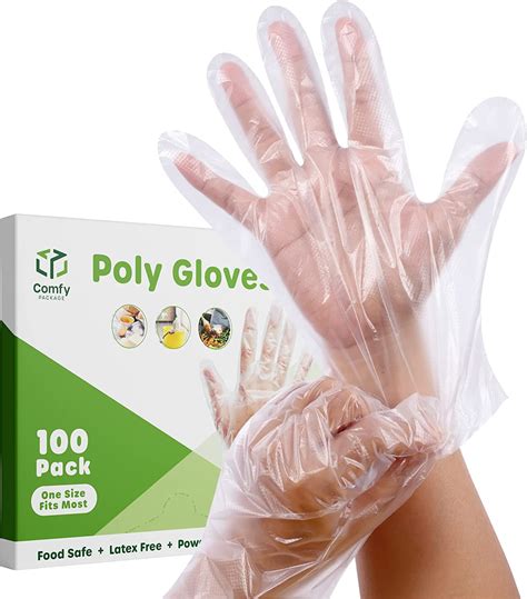 Comfy Package Poly Plastic Gloves Disposable Latex Free Food Prep ...