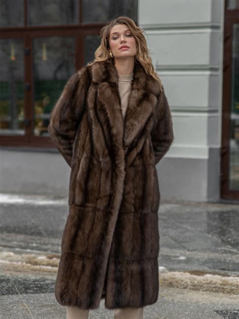 Keekee | Luxury Real Russian Sable Full Length Fur Coat With Collar ...