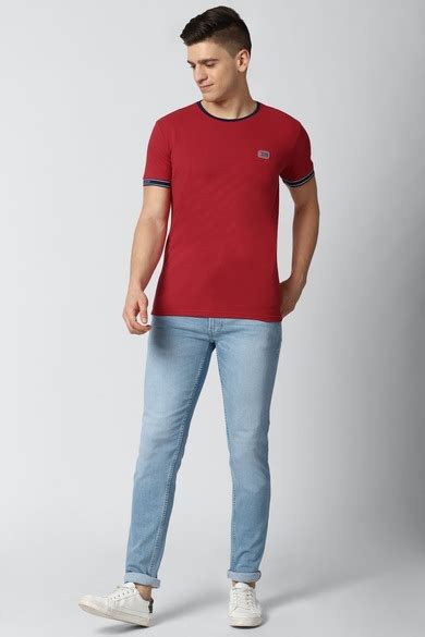 Buy Men Red Solid Round Crew Neck Crew Neck T-shirt Online - 616612 ...